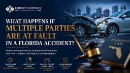 Florida car accident involving multiple parties with legal information about comparative fault laws